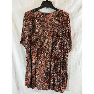 Roaman’s Women’s 22W Orange Brown Short Sleeve Tunic Blouse